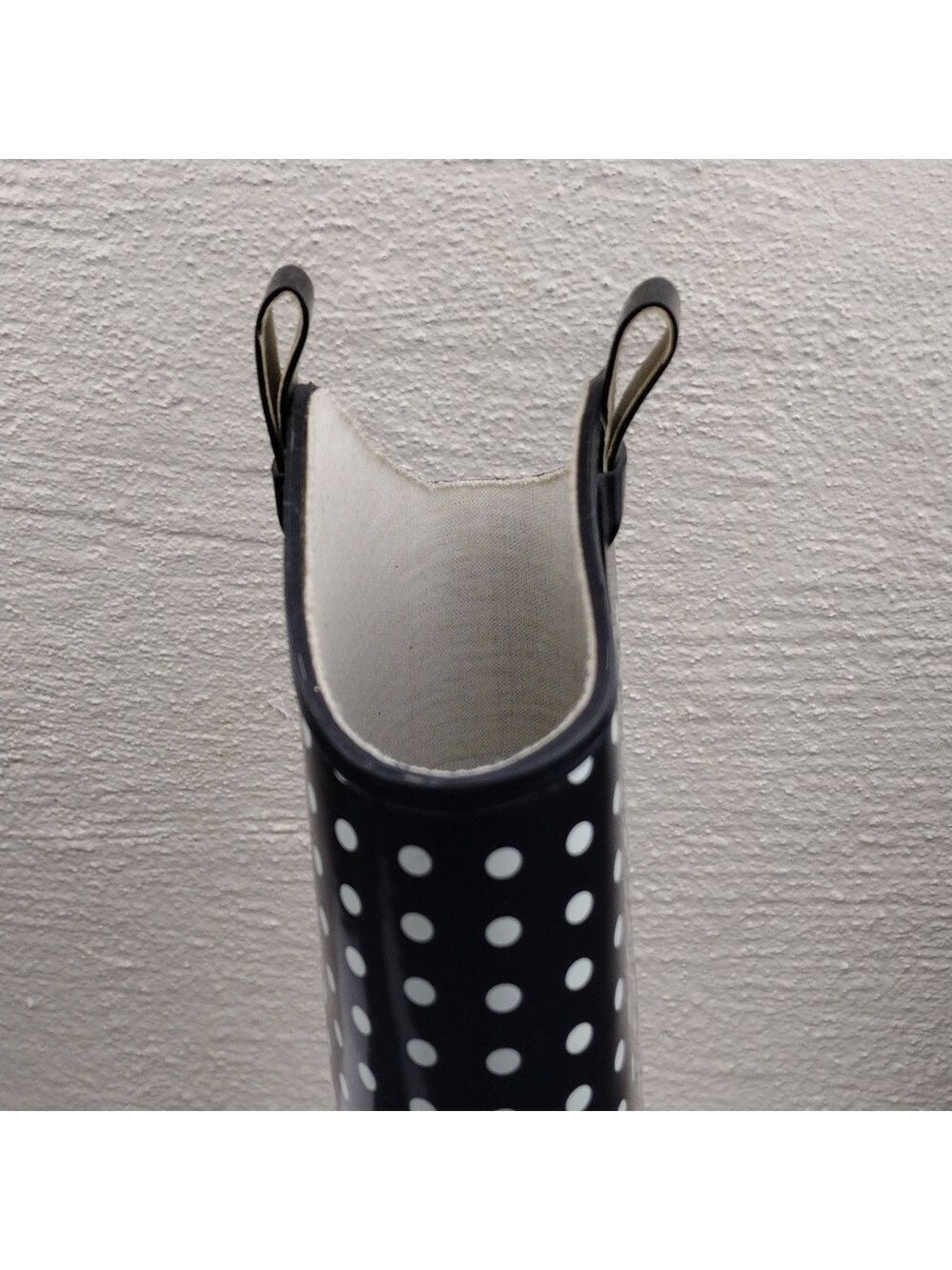 Bit & Bridle Black White Polka Dot Pointed Toe Heeled Western Style Rain Boot - Picture 13 of 16